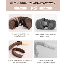 Rizador de Pelo Sin Calor, 4pcs Tubos para Cabello, Rizador de Cabello, con Bufanda de Seda Suave, Sin Dañar el Cabello, Heatless Curls, con Bufanda para el Pelo (Caqui, Mediano)