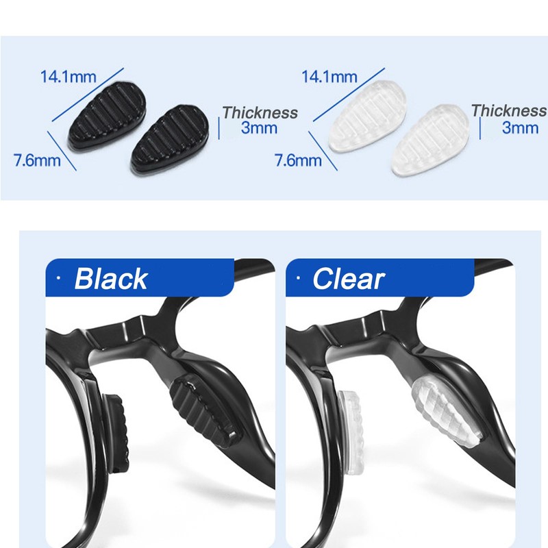 Eyeglass Nose Pads 10 Pairs Silicone Anti-Slip Stick-On Airbag Pads