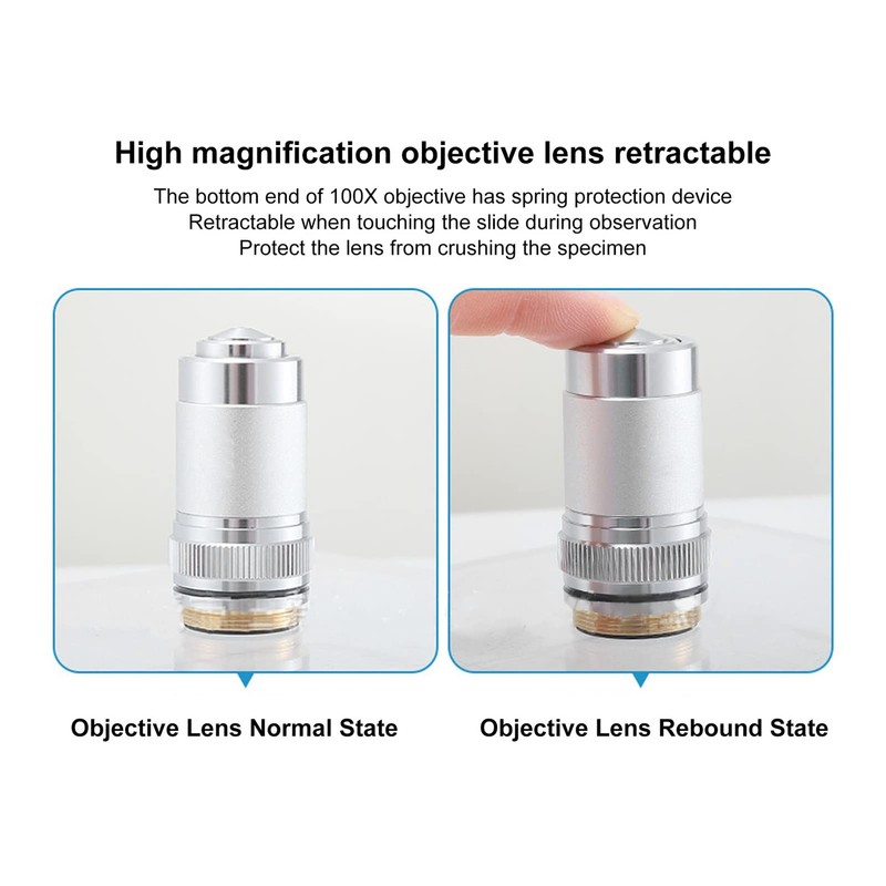 Achromatic Microscope Objective 100X High Power Microscope Lens Replacement Brass