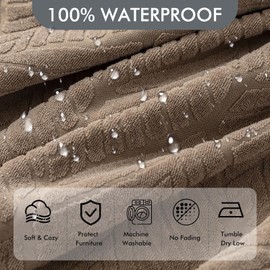 YUEANG 100% Waterproof Recliner Loveseat Cover, 2 Pieces Stretch Recliner Sofa Slipcovers Washable Couch Cover Furniture Covers for Pets, Dogs, Kids (Taupe, 2 Seater)