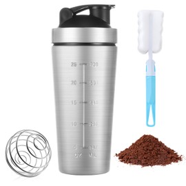 ACWOO Protein Shaker Bottle with Stainless Steel Mixing Ball 900ml, Stainless Steel Protein Shaker Cup, Gym Shaker Bottle, Protein & Supplement Shaker Bottle, Leak Proof Metal Sports Water Bottle