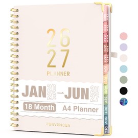 Forvencer Planner 2026-2027, 18 Month Weekly and Monthly Calendar Planner, Jan 2026 -June 2027, 8.5" x 11", Daily Agenda Book with Tabs, College School Supplies for Student Teacher Home, A4, Beige