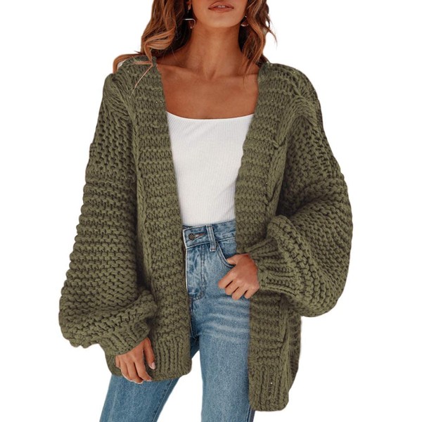 Cicy Bell Women's Open Front Chunky Knit Cardigans Loose Lantern