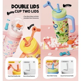 Stainless Steel Whale Fountain Tumbler with Handle 2025 Drinking Cup with Whale Squirt Insulated Travel Tumblers Kids Weighted Sippy Cup No Spill Cute Water Bottle with Lids and Straws Leak Proof (A3)