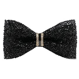 LJBFNN Rhinestone Bow Ties for Men, Adjustable Pre Tied Bow Tie Diamond Sequin Bowtie for Party Banquet Wedding Prom Daily (Black)