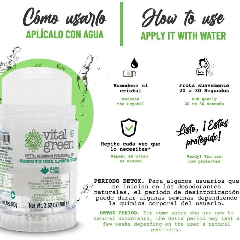 Desodorante Piedra Natural Aloe Vera 100g Sin Color unidad