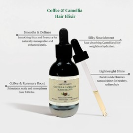Earth Sabun Coffee & Camellia Hair Elixir – Natural Hair Oil with Argan & Rosemary for Dry & Frizzy Hair – Soft Curls, Shine & Frizz Control – Lightweight, Non-Greasy – 30ml