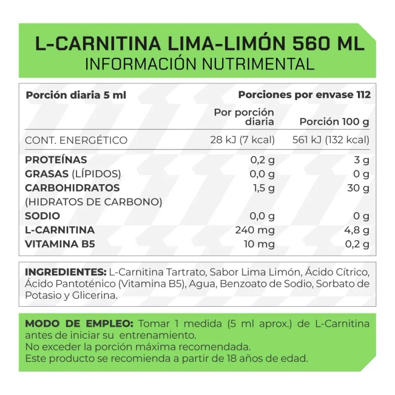 L-carnitina Líquida Sabor Lima - Limón (560 Ml) - Prowinner
