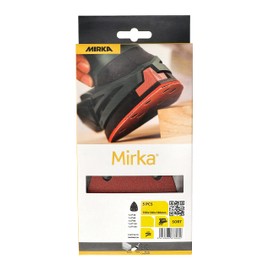Mirka Red Sandpaper Wood Sanding Triangles Velcro / 100 x 140 x 140 mm / Velcro Adhesion / 5 Hole/Mixed Grain P40, P60, P80, P120, P180 / Pack of 5 / for Sanding Wood, Metal and Plastic