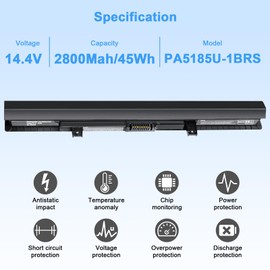 Ymawetia 45Wh PA5185U-1BRS Laptop Battery for Toshiba Satellite C50 C55 C55D C55T S55 L55 L55T L55D C55-B5200 C55-B5270 C55D-B5310 C55-B5300 E45-B4100 PA5184U-1BRS PA5195U-1BRS PA5186U-1BRS