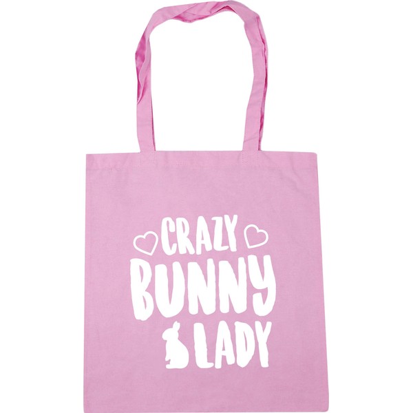 Hippowarehouse Crazy bunny lady Tote Shopping Gym Beach Bag 42cm