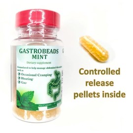 GASTROBEADS Mint Digestive Support Supplement, 30 Vegecaps, Mint Oil for Bloating and Gas Relief