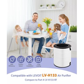 2 Pack Popurure LV-H133 Replacement Filter Compatible with LEVOIT LV-H133 Air Purifier, 3-in-1 True Filters and Activated Carbon Filt-er Set, Part Number LV-H133-RF