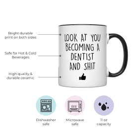 YouNique Designs - Taza para escuela dental, 11 onzas, taza de estudiante dental, graduación de higiene dental, tazas dentales, tazas dentales, higiene dental para escuela (mango negro)