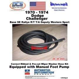 Dale's Cuda Shop 1970 71 72 73 74 Dodge Challenger Wiper Washer Hoses for Manual Foot Pump MoPar