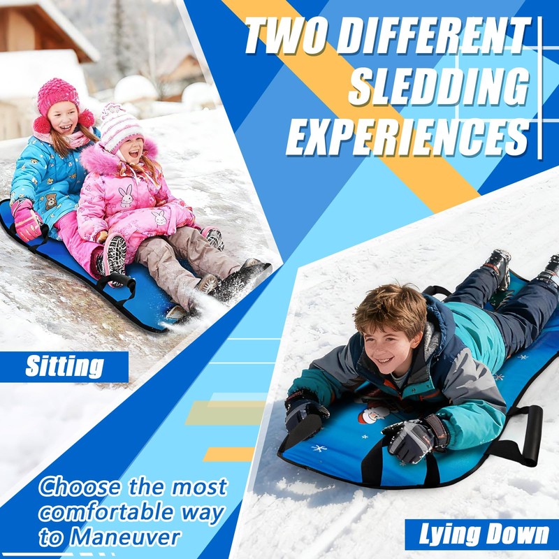 45" Large Foldable Snow Sled，Rolled Up Portable Snow Sleds for