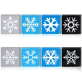 8 Pcs Snowflake Wooden Signs Winter Tiered Tray Decor Christmas Snowflake Tabletop Decor Plaque Standing Xmas Snowflake Wood Blocks Rustic Snowflake Ornaments for Winter Christmas Home Table Decor