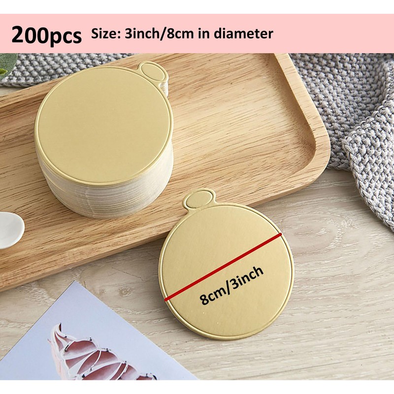 YYaaloa 3.15 Inch Mini Round Golden Cake Boards 200pcs Mousse