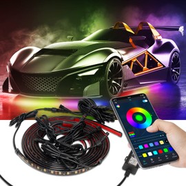 OPP ULITE Car Underglow Light Strip Dream Chasing Color, Upgraded Silicone Material, 212 Modes, 252pcs Led, APP Control Underbody Lights, 90&120CM, 4PC Pack
