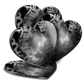 Destination Vinyl ltd Great Coasters (Set of 4) Heart - BW - Maths Science Fiction Drink Glossy Coasters/Tabletop Protection for Any Table Type #38521