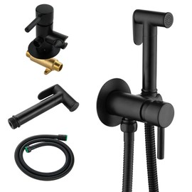SHAMANDA Wall Mounted Bidet Sprayer Set, Stainless Steel Round Handheld Bidet Attachment, Matte Black, BDS09-7