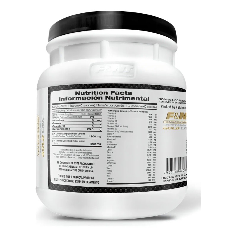 F&nt L-carnitina 1,000 Gr: 1,200 Mg L Carnitina En Polvo