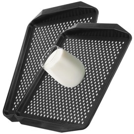 2 Pcs Large Non Slip Serving Tray with Grippy Dots, TV Lap Trays for Eating on Couch, Meal Serve for Dinner Breakfast, Rectangular Food Carrying for Plates, Glasses, Dishes, Black