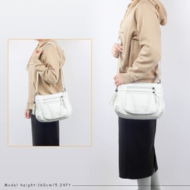 VOLGANIK ROCK Ladies Handbag White Handbags for Women Soft PU Leather Crossbody Bag for Women Lightweight Shoulder Bag Multi Pockets Crossbody Handbag for Women Ladies