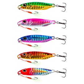 Sinking Fishing Lures, LULUWA 5pcs 30g/40g/50g Hard Metal Sea Spinner Fish Bait in Saltwater or Freshwater for Tuna Salmon Grouper & Jigging Lure (7.5cm-40g-5pcs)