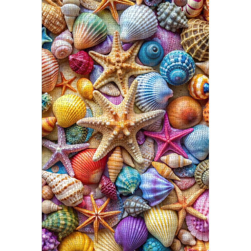Jigsaw Puzzles for Adults 1000 Pieces-Colorful Seashell and Starfish, 1000