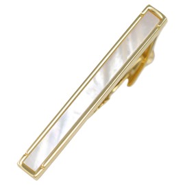 MENDEPOT Gold Plated Mother Pearl Abalone Tie Clip In Box Father's Day Men Birthday Tie Bar Gift (Mother of Pearl)