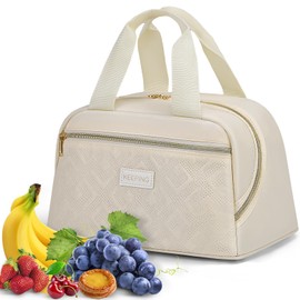 KTMOUW Lonchera Térmica para Mujer y Hombre Bolsa de almuerzo Gran Capacidad Lonchera Térmica con Bolsillo Externo para Trabajo, Escuela o Picnic(Beige)