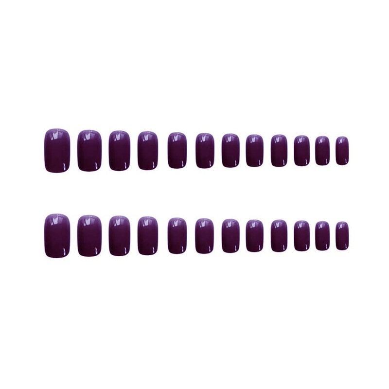 24 Piece Set Nail Tips, Cute Purple, Plain, Adult Ceremonies,