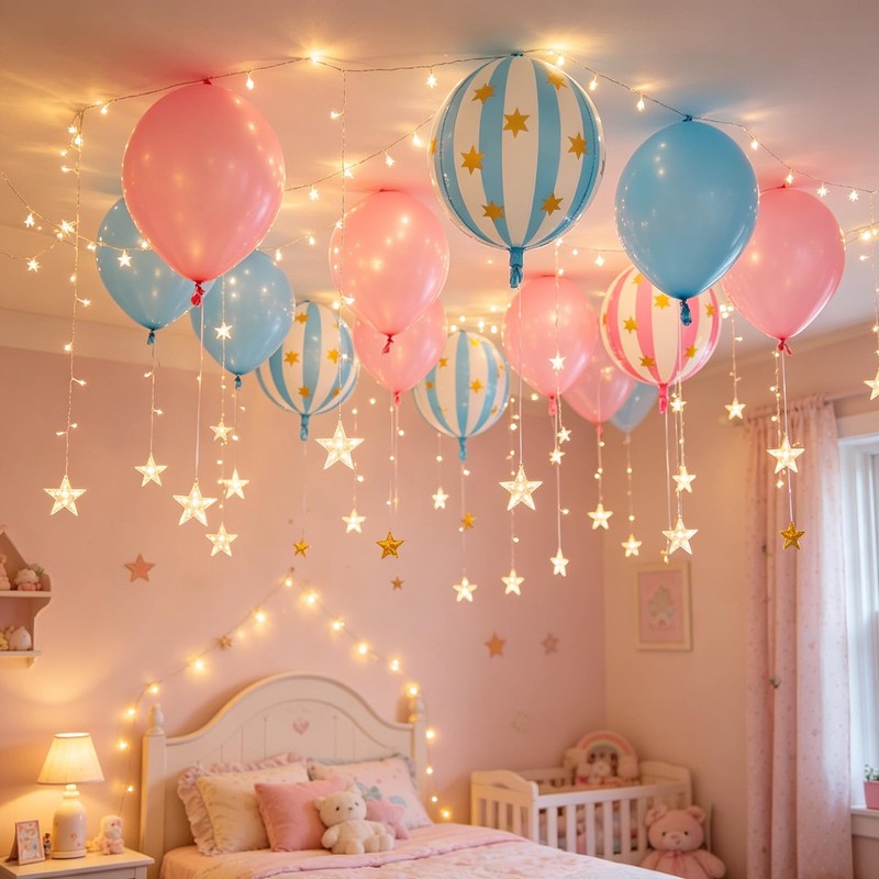4D Ball Star Striped Foil Balloons(6 Pcs)