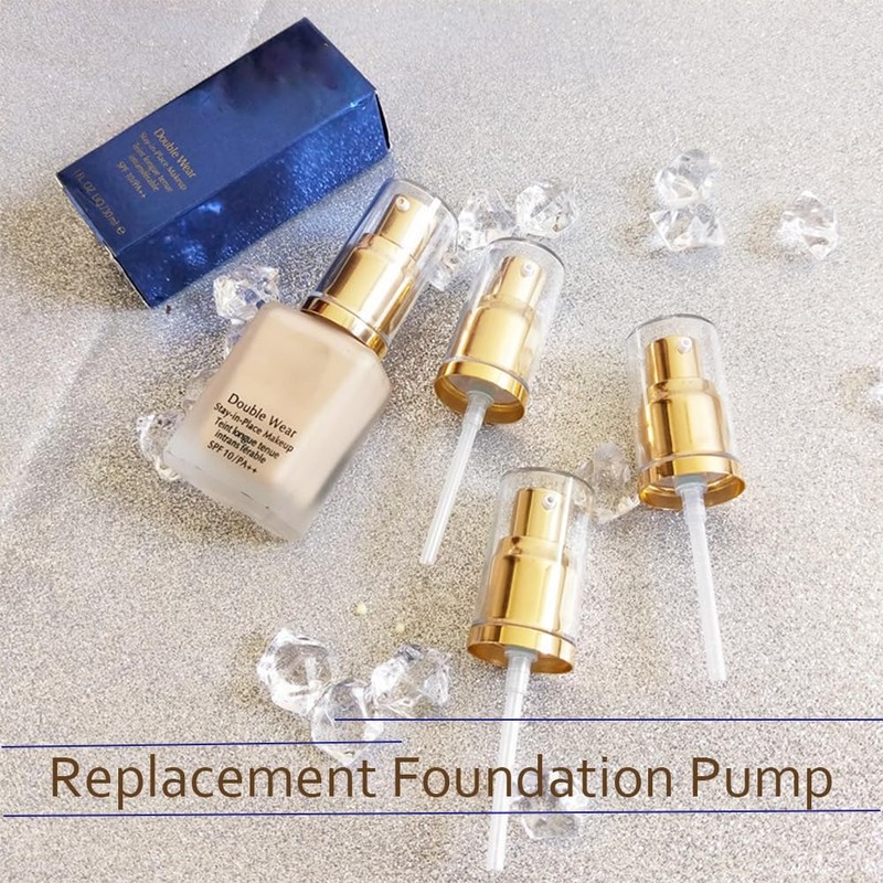 4 Packs Foundation Pump Replacement Gold Cosmetic Liquid Pump Plastic