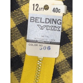 YKK 12 Lot Vintage YKK Metal Zipper NOS Yellow 506 12” Inch Belding Automatic Lock