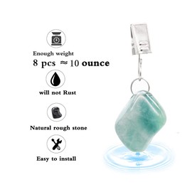 JDOQOKJ 8PCS Shower Natural Healing Crystal Curtain Weights, Tablecloth Weights,Drapery Weights for Curtain Bottom Indoor/Outdoor, Set of 8 Ounce (Green)