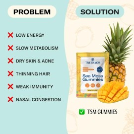 TrueSeaMoss Sea Moss Gummies Sample Pack – 15 Vegan Gummies with Bladderwrack, Burdock Root & Magnesium – Mineral & Vitamin Rich Superfood for Immunity, Digestion, Energy, Skin & Hair