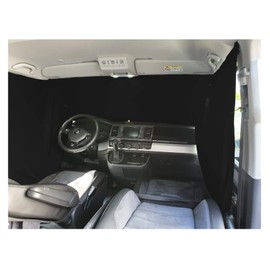 BREMER SITZBEZÜGE Front Window Sun Protection Camping Driver's Cab Curtains Compatible with VW T6 T6.1 in Black