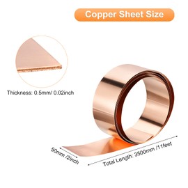 uxcell Copper Sheet Roll 3500mm x 50mm x 0.6mm, 99.9% Pure Copper Strip Copper Flashing Metal Foil Plate for Electricity DIY Projects (Multiple Sizes)