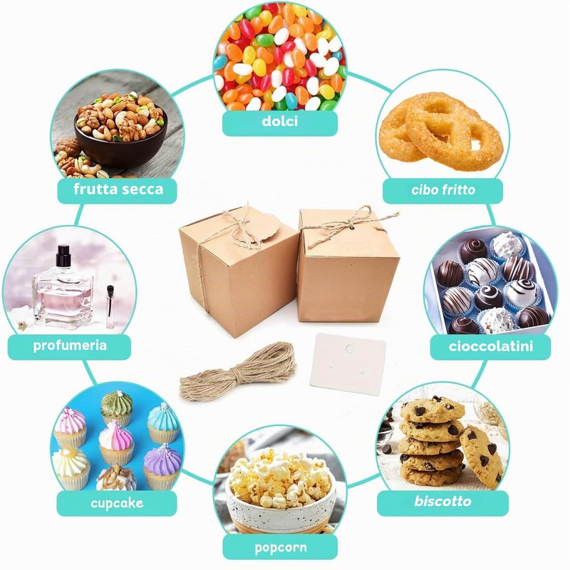 Set di 50 piccole scatole regalo bianche, 7 x 7