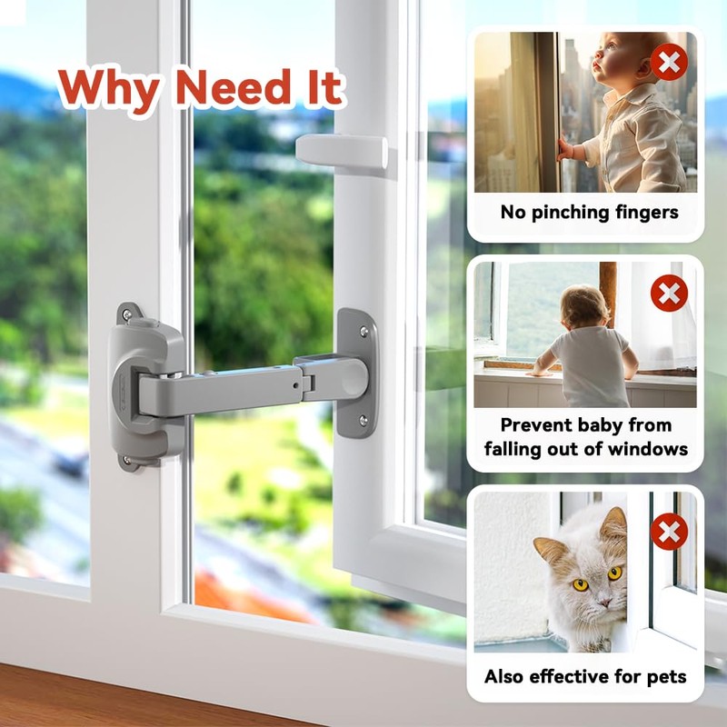 EUDEMON 2 Pack Updated Baby Window Safety Lock, Childproof Window