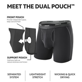 Separatec Mens Underwear with Ball Pouch Anti Chafing Athletic Underwear Men Sport Performance Long Leg Boxer Briefs 3 Pack(S,Olive Green/Black/Grape)