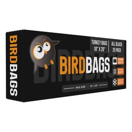 BirdBags Turkey Bags, 18” x 20” 25 Pack, All Black USA & EU-Approved, Freezer Safe, Oven Safe, Great Heat-Safe 450*F Cooking Bags for Oven & Turkey Brining, Heavy Duty Oven Bags for Turkey
