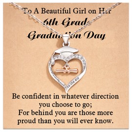 Shonyin Graduation Gifts for Her 2025, Graduation Necklace 6th College Law Middle Cool High Master Degree Nurse Law Phd Grad Jewelry Gifts for Her Daughter Best Friend