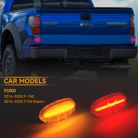 POPMOTORZ Led Fender Side Marker Lights Assembly, 2 Pcs Amber Front Fender Flare Lights & 2 Pcs Red Rear Full Dually Trunk Bed Fender Lamps Kit for Ford F150 Raptor 2016-2020 Trucks/Pickup