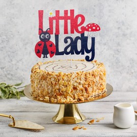 Decoración para tarta de cumpleaños con diseño de mariquita pequeña