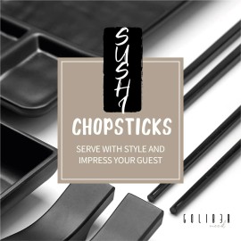 Goliber 4 Pairs of Chopsticks - Japanese Style Sushi Dinnerware Set (Black)