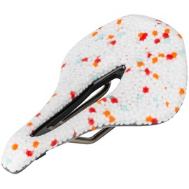Comfortable Bike Bicycle Saddle Seat, New Technology Materials for MTB, Road, Exercise, Trekking, Folding, Hybrid & Cruiser Bikes (White+Orange)