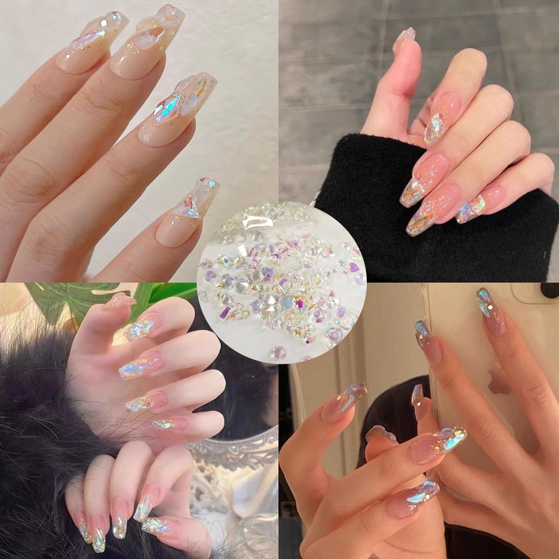 Nalaina Rhinestone Nail Crystal Nail Parts (Approximately 120 Pieces Mixed
